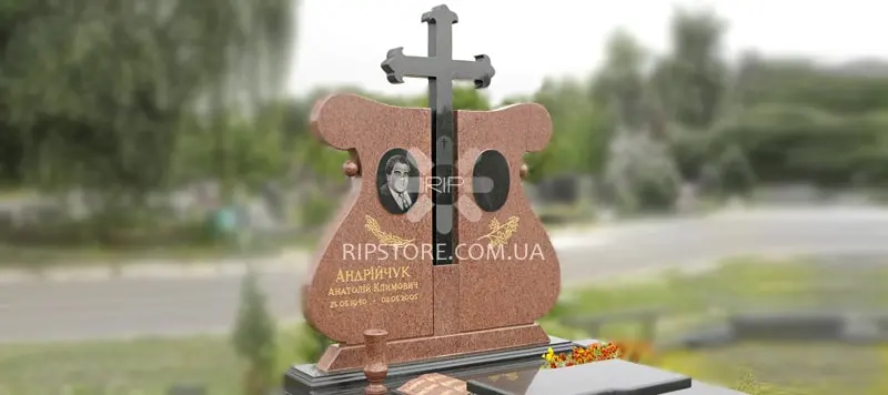 46. Двойной памятник из лезниковского гранита с крестом
