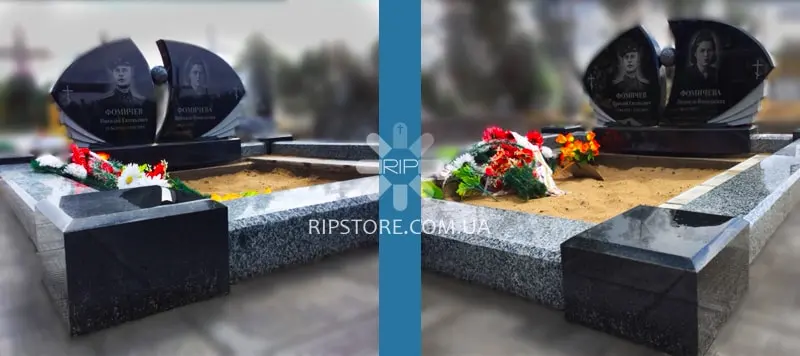 30. Двойной резной памятник из гранита