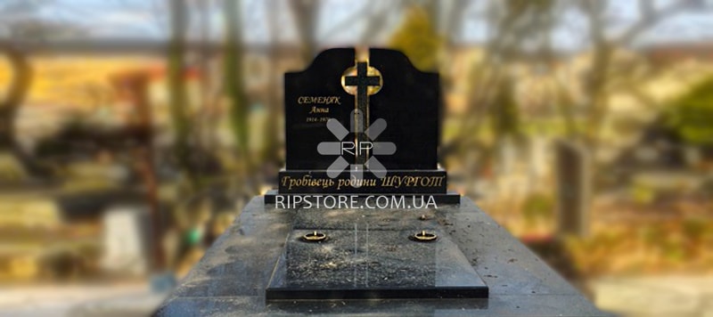 Двойной памятник из гранита с крестом | RipStore